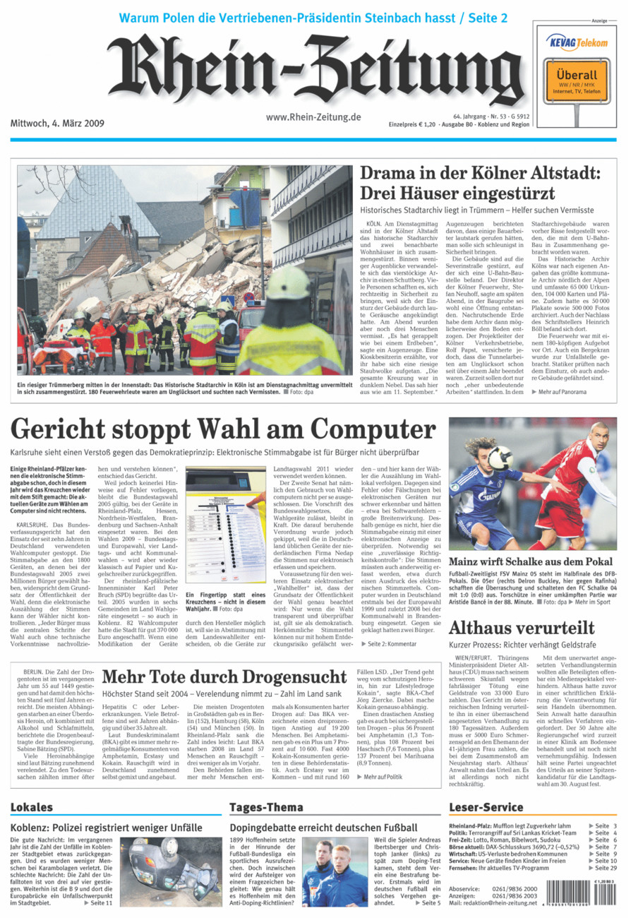 Rhein-Zeitung Koblenz & Region vom Mittwoch, 04.03.2009