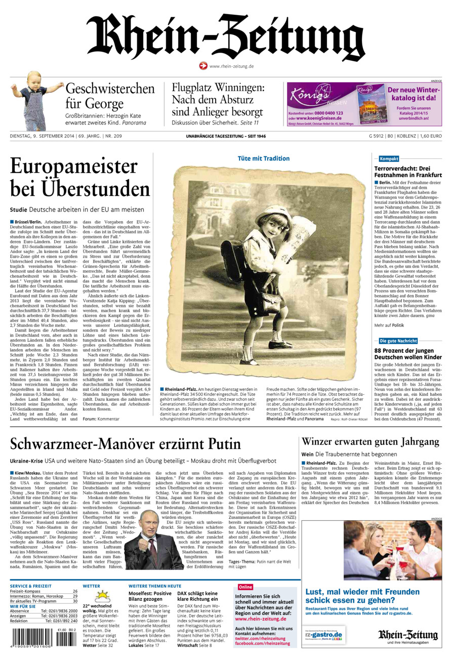 Rhein-Zeitung Koblenz & Region vom Dienstag, 09.09.2014