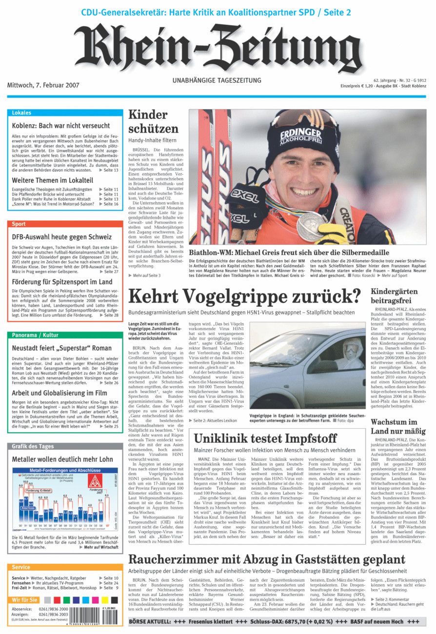 Rhein-Zeitung Koblenz & Region vom Mittwoch, 07.02.2007