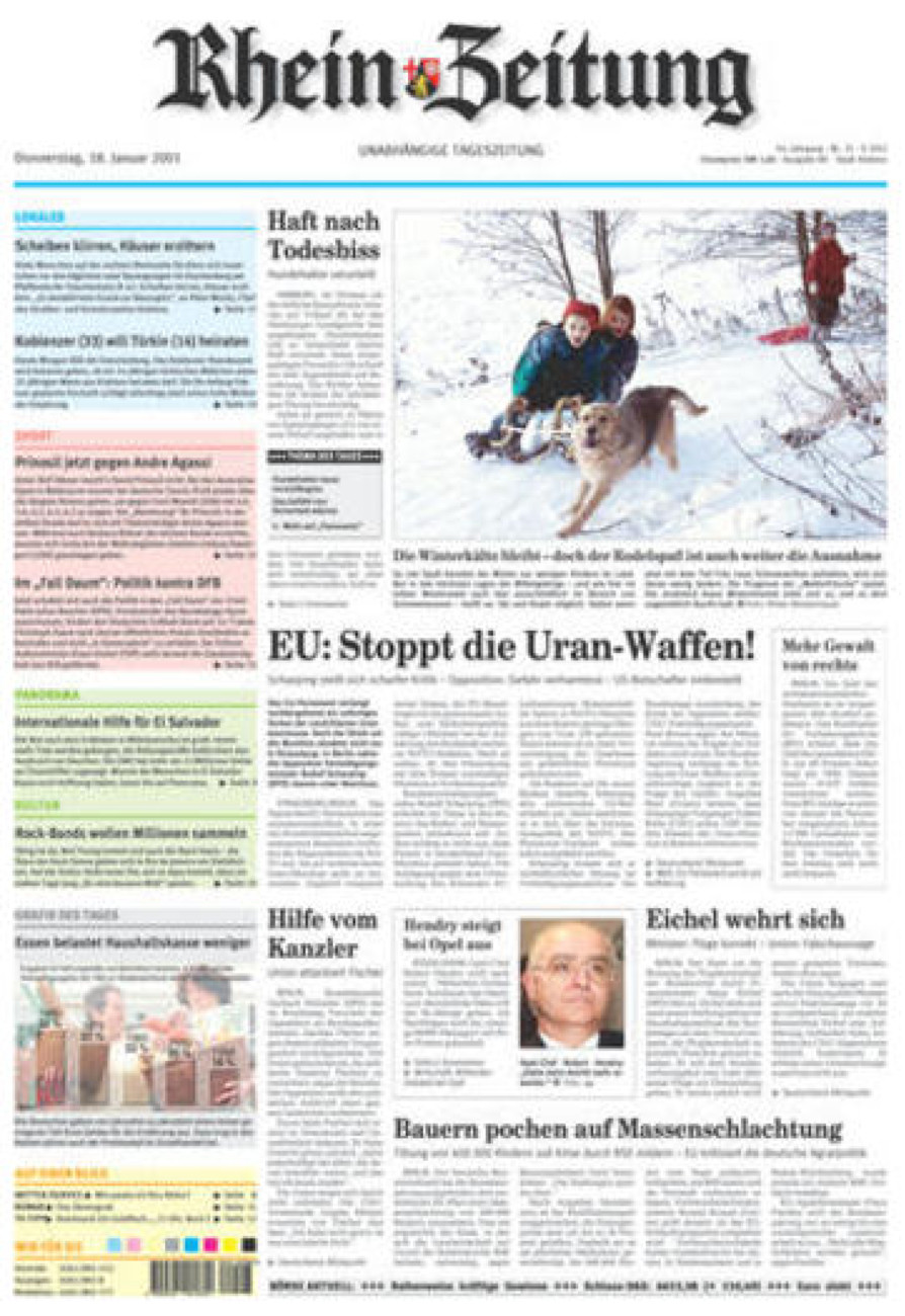 Rhein-Zeitung Koblenz & Region vom Donnerstag, 18.01.2001