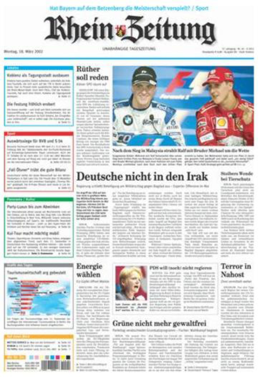 Rhein-Zeitung Koblenz & Region vom Montag, 18.03.2002
