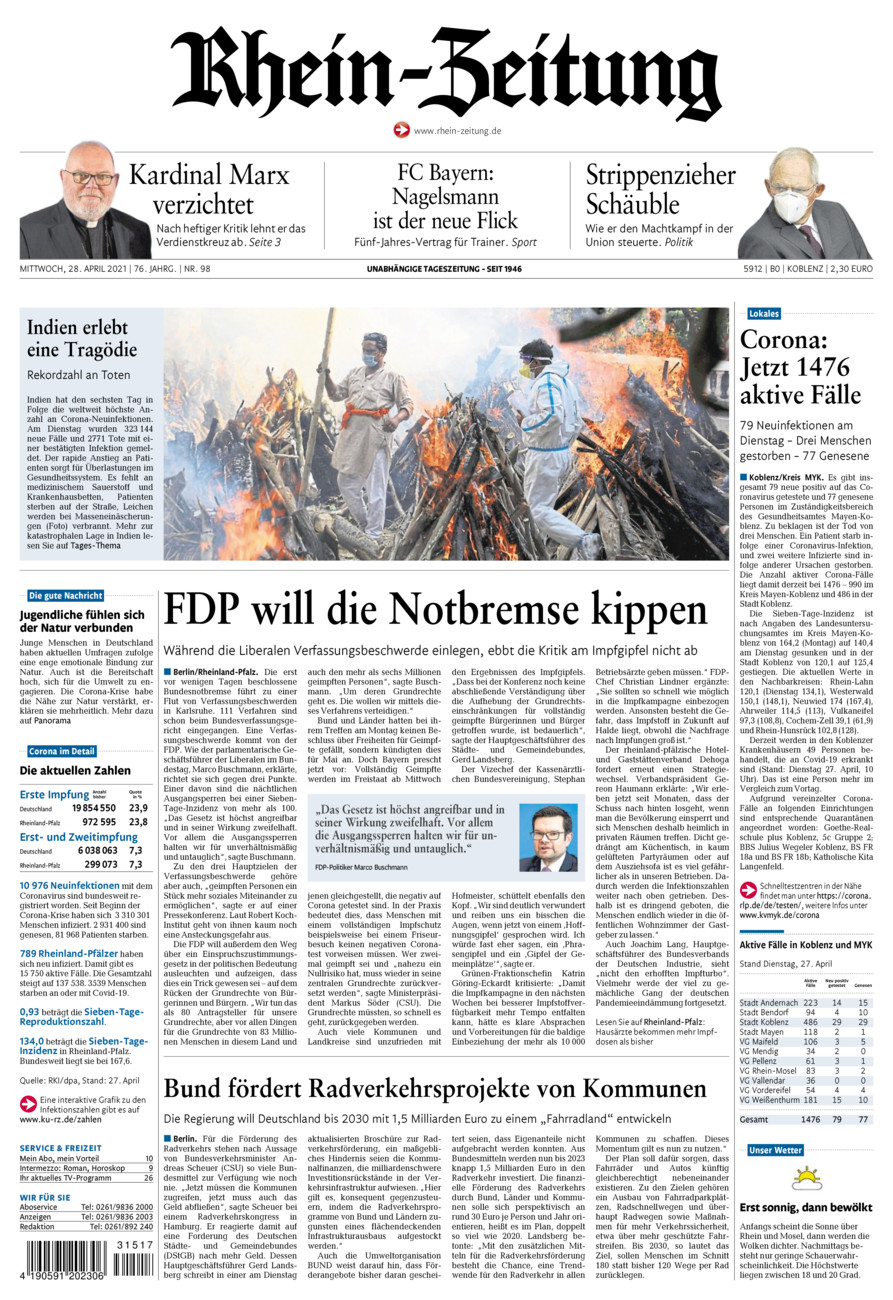 Rhein-Zeitung Koblenz & Region vom Mittwoch, 28.04.2021