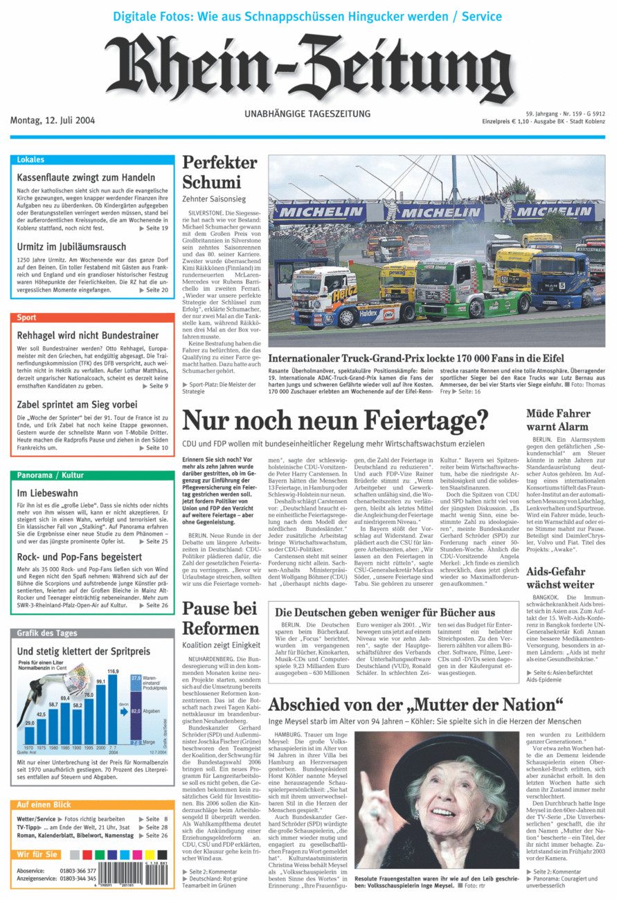 Rhein-Zeitung Koblenz & Region vom Montag, 12.07.2004
