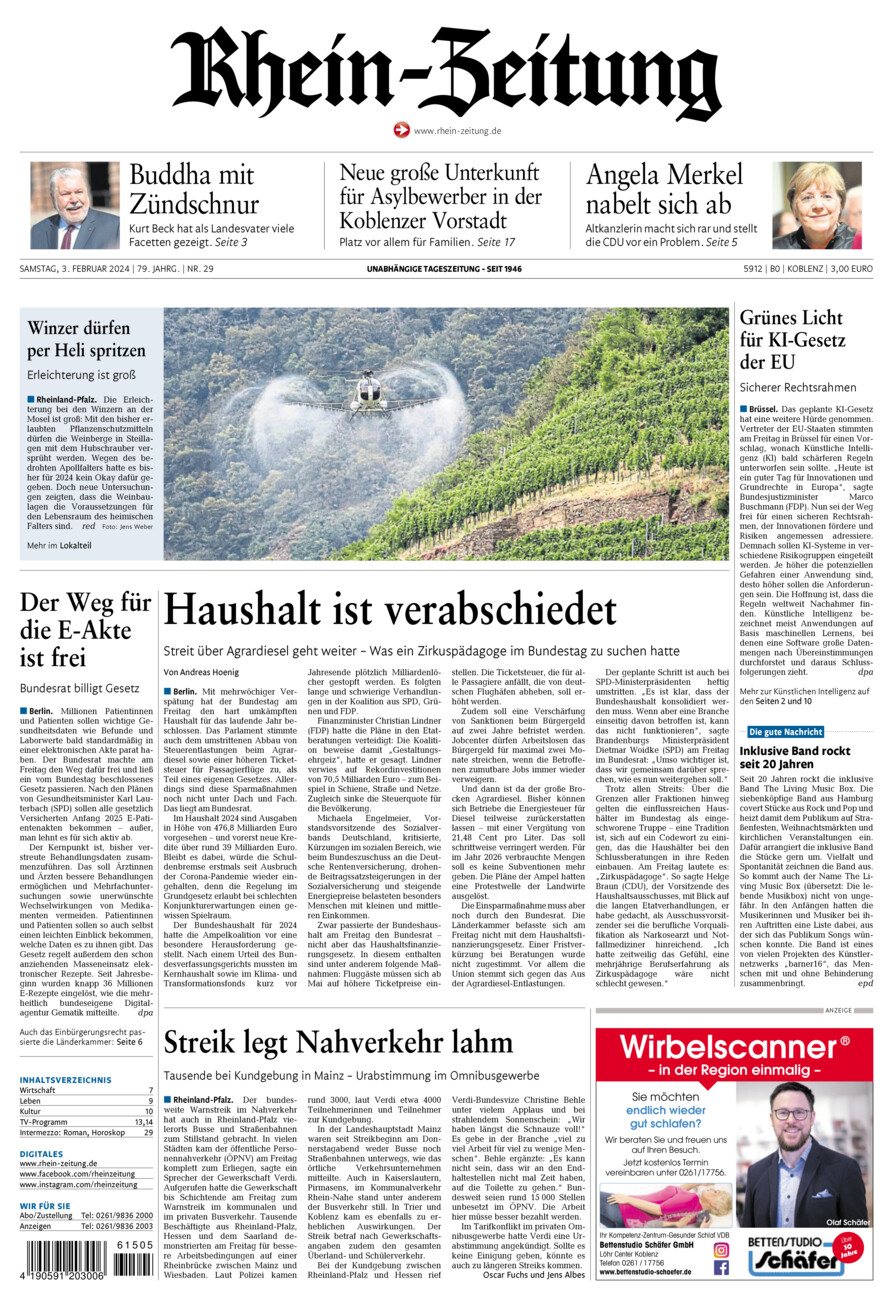 Rhein-Zeitung Koblenz & Region vom Samstag, 03.02.2024