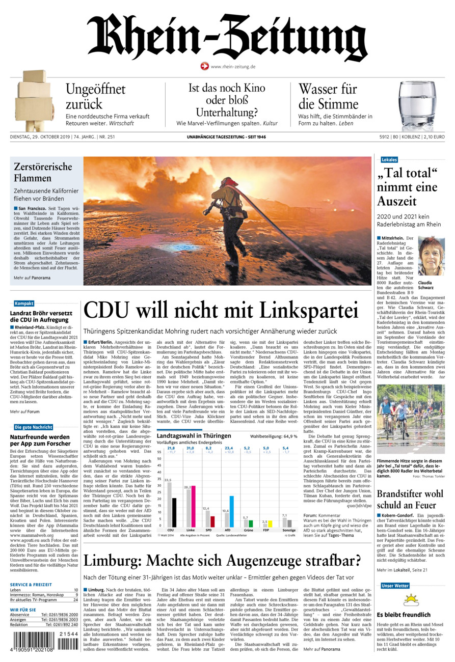 Rhein-Zeitung Koblenz & Region vom Dienstag, 29.10.2019