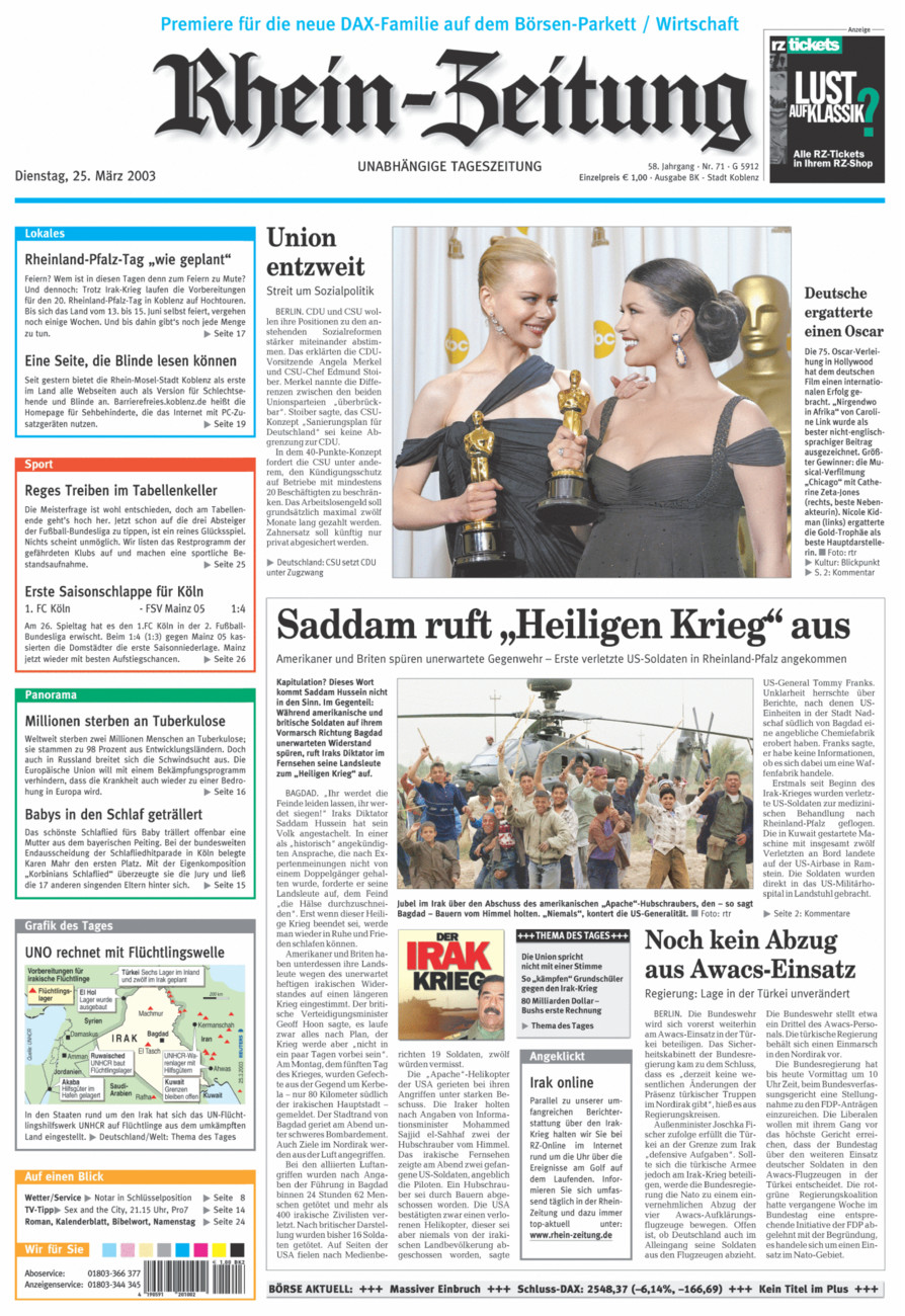 Rhein-Zeitung Koblenz & Region vom Dienstag, 25.03.2003
