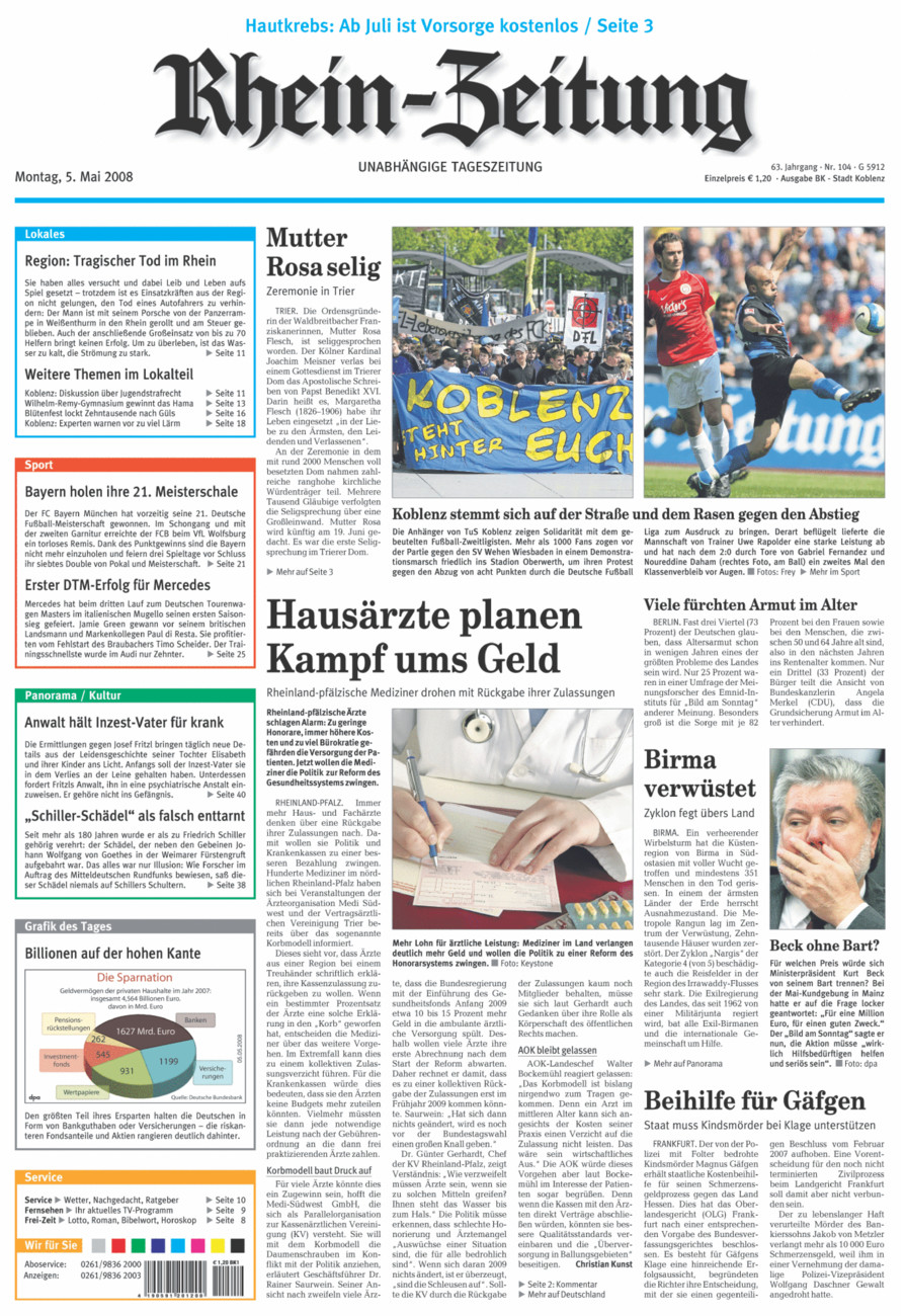 Rhein-Zeitung Koblenz & Region vom Montag, 05.05.2008