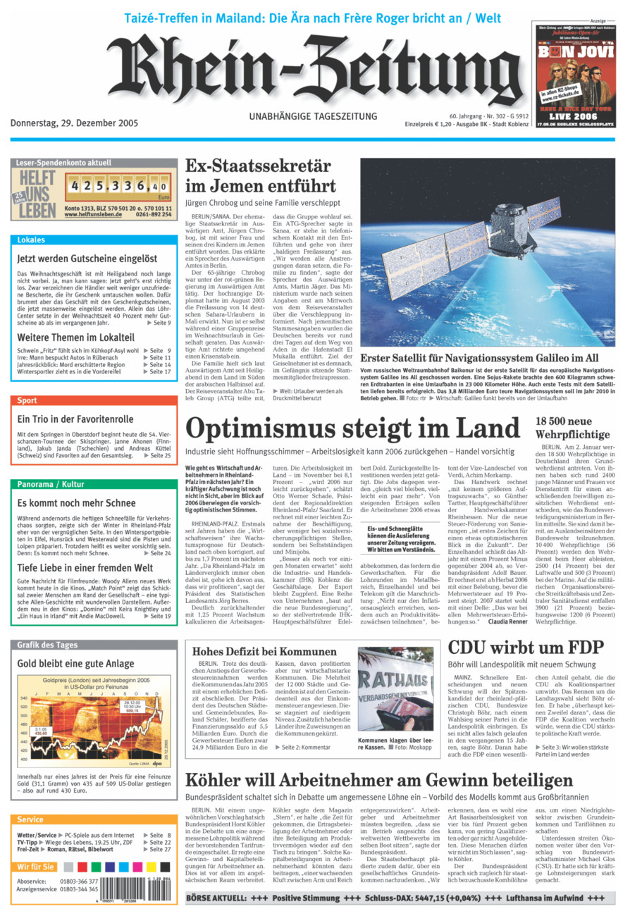 Rhein-Zeitung Koblenz & Region vom Donnerstag, 29.12.2005