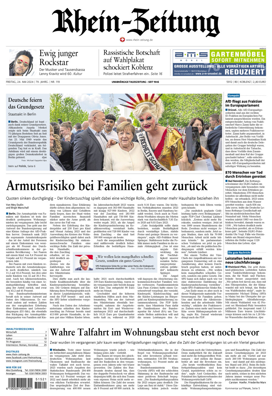 Rhein-Zeitung Koblenz & Region vom Freitag, 24.05.2024