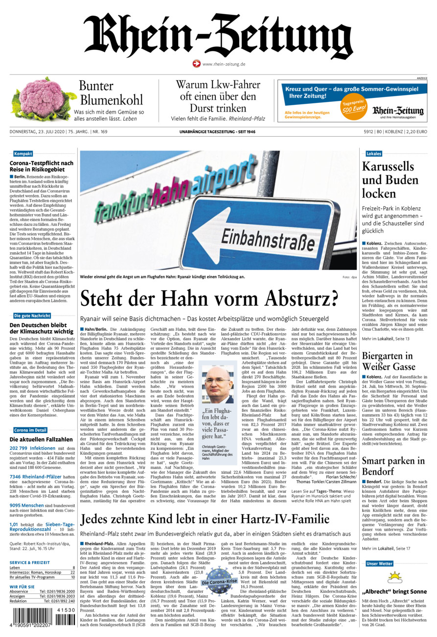 Rhein-Zeitung Koblenz & Region vom Donnerstag, 23.07.2020