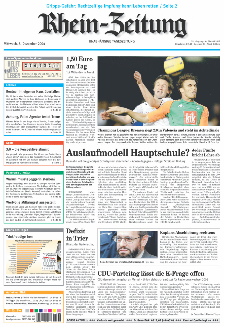 Rhein-Zeitung Koblenz & Region vom Mittwoch, 08.12.2004