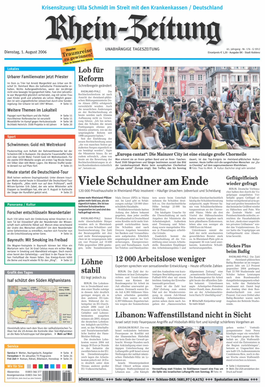Rhein-Zeitung Koblenz & Region vom Dienstag, 01.08.2006