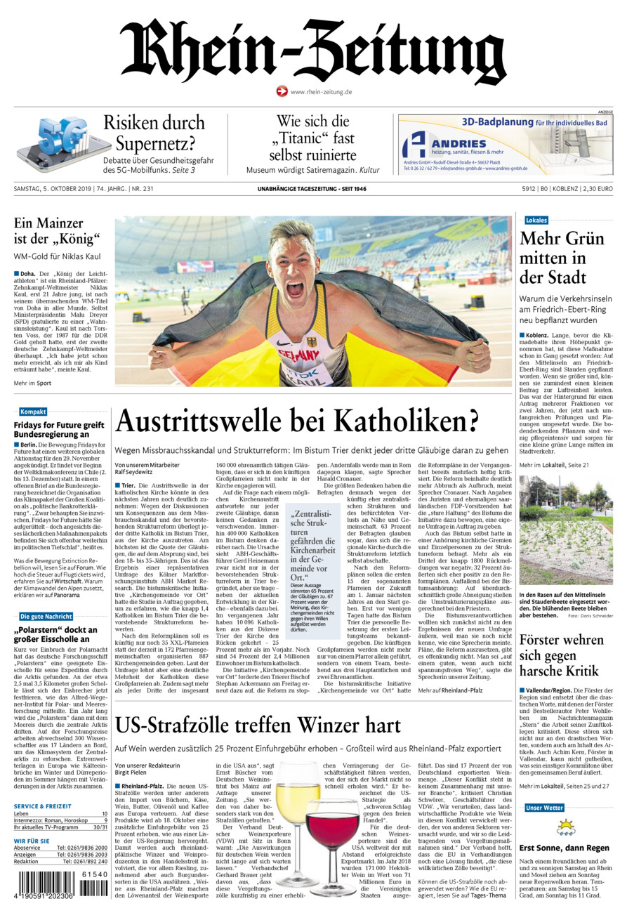 Rhein-Zeitung Koblenz & Region vom Samstag, 05.10.2019