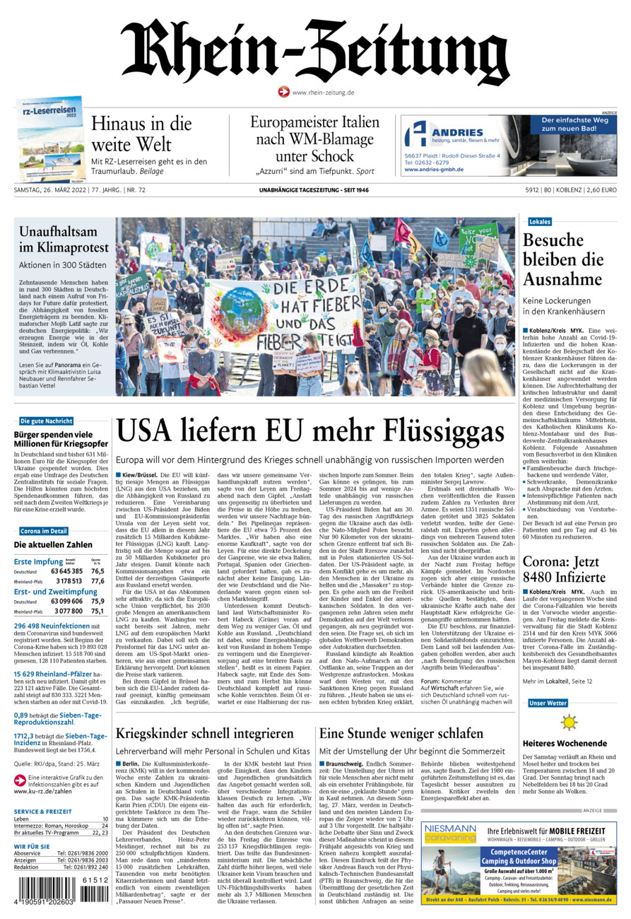 Rhein-Zeitung Koblenz & Region vom Samstag, 26.03.2022