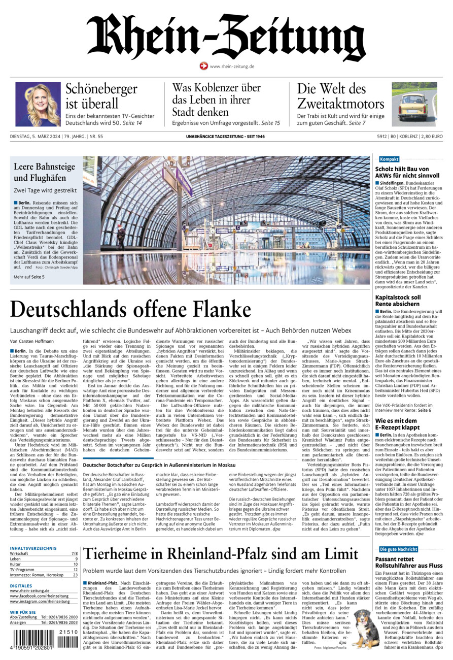 Rhein-Zeitung Koblenz & Region vom Dienstag, 05.03.2024