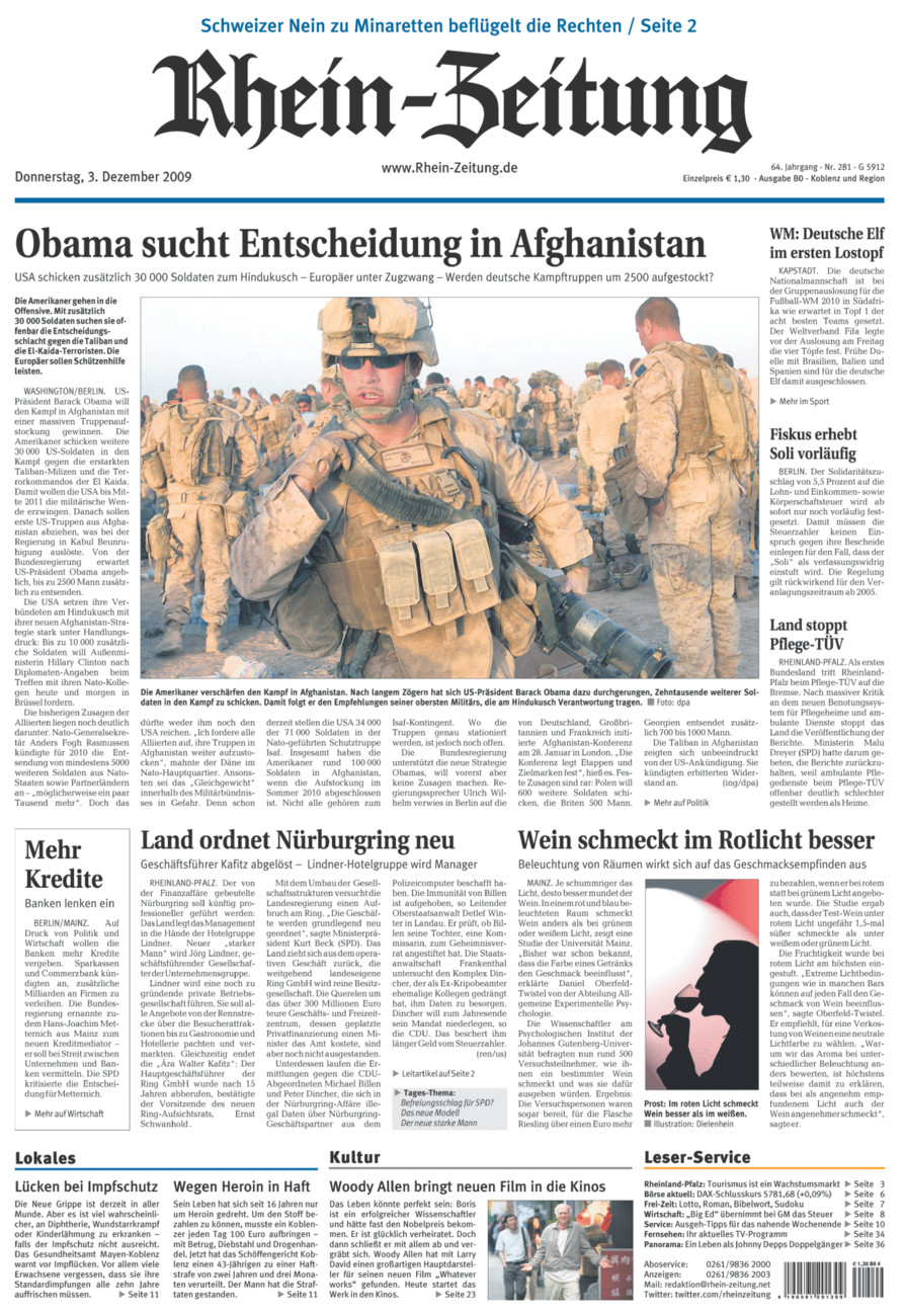 Rhein-Zeitung Koblenz & Region vom Donnerstag, 03.12.2009