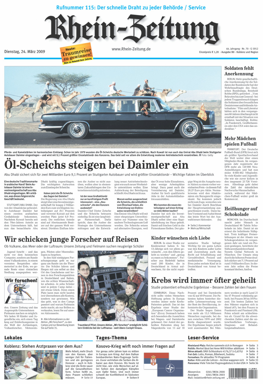 Rhein-Zeitung Koblenz & Region vom Dienstag, 24.03.2009