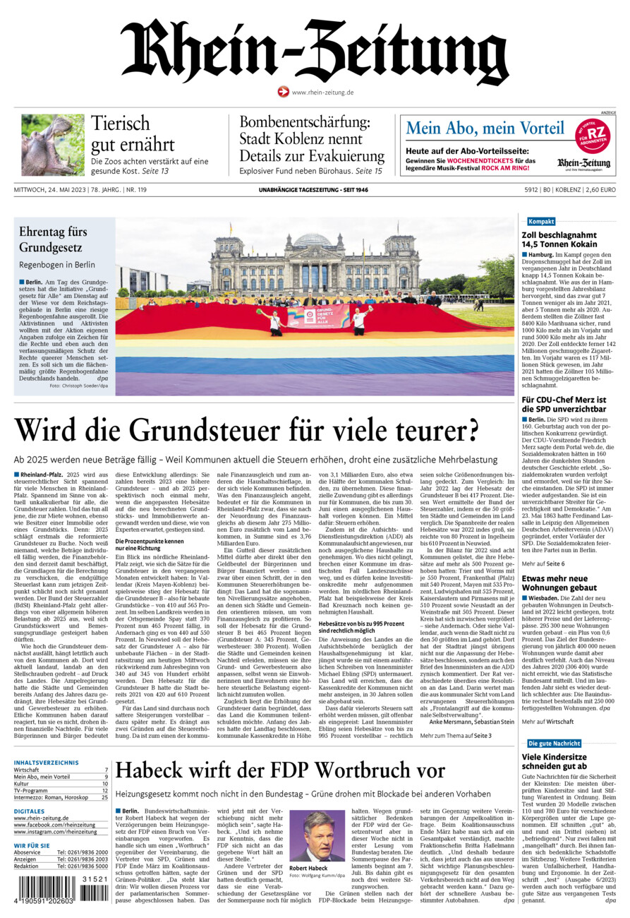 Rhein-Zeitung Koblenz & Region vom Mittwoch, 24.05.2023