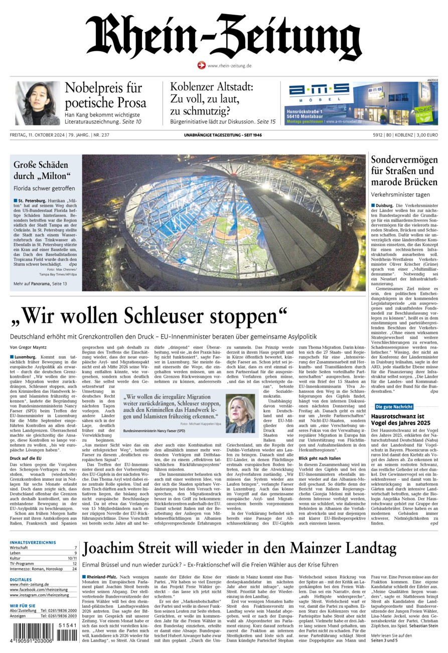 Rhein-Zeitung Koblenz & Region vom Freitag, 11.10.2024