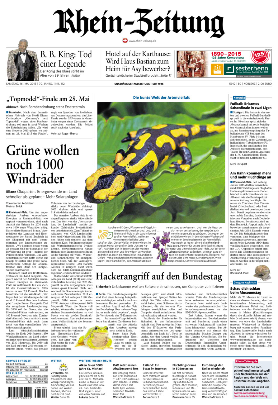 Rhein-Zeitung Koblenz & Region vom Samstag, 16.05.2015