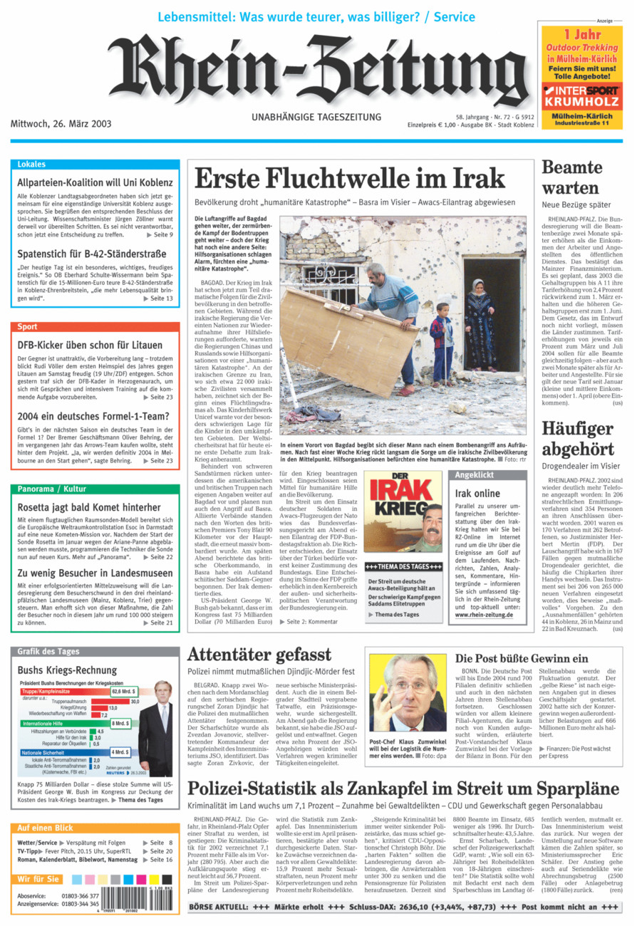 Rhein-Zeitung Koblenz & Region vom Mittwoch, 26.03.2003
