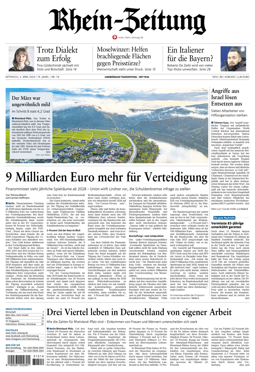 Rhein-Zeitung Koblenz & Region vom Mittwoch, 03.04.2024