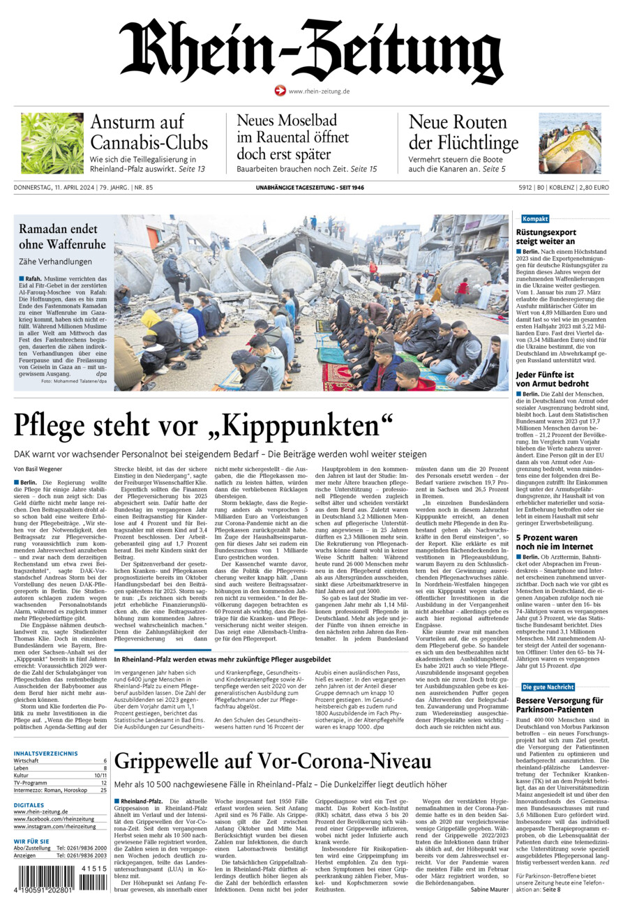 Rhein-Zeitung Koblenz & Region vom Donnerstag, 11.04.2024
