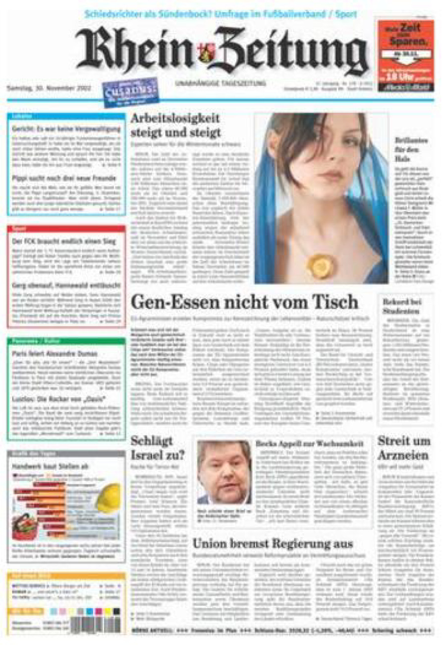 Rhein-Zeitung Koblenz & Region vom Samstag, 30.11.2002
