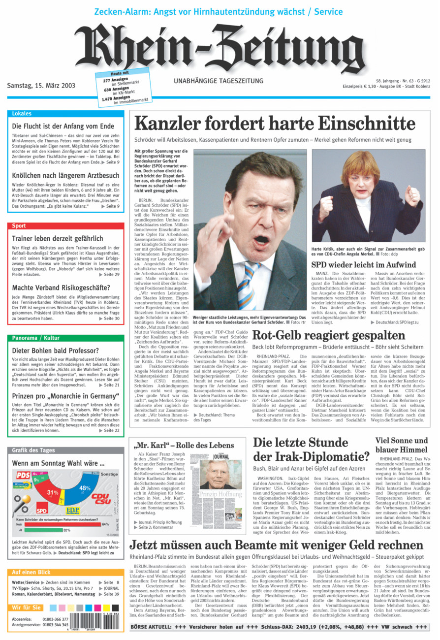 Rhein-Zeitung Koblenz & Region vom Samstag, 15.03.2003