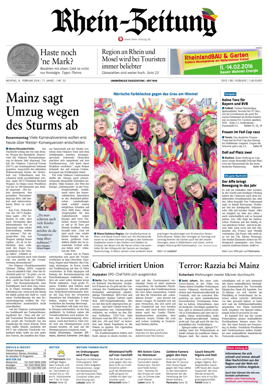 Rhein-Zeitung Koblenz & Region vom Montag, 08.02.2016