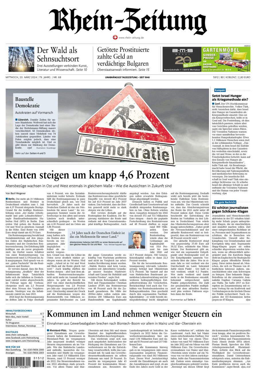 Rhein-Zeitung Koblenz & Region vom Mittwoch, 20.03.2024
