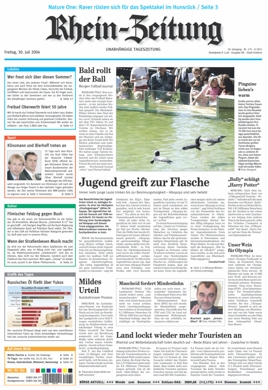 Rhein-Zeitung Koblenz & Region vom Freitag, 30.07.2004