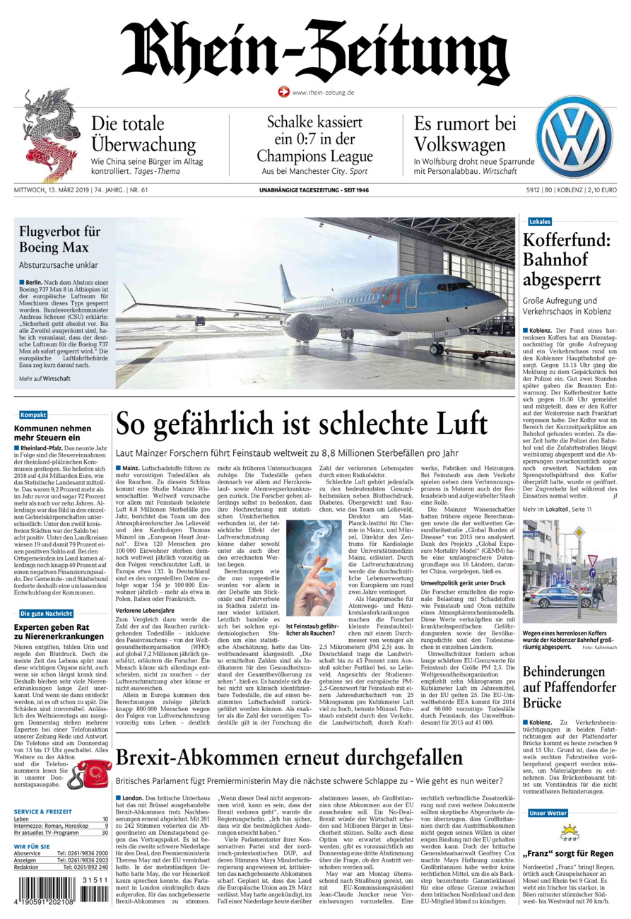 Rhein-Zeitung Koblenz & Region vom Mittwoch, 13.03.2019