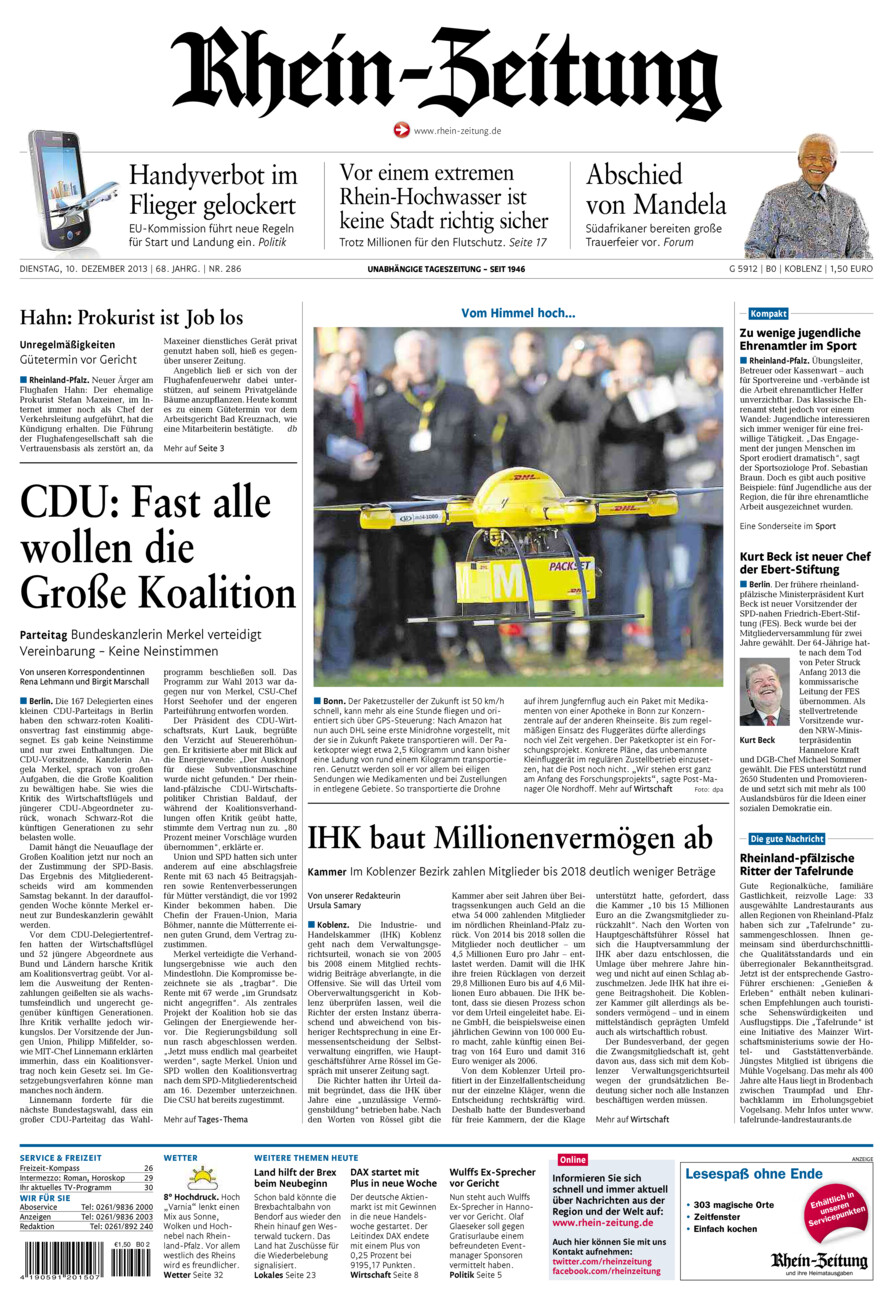 Rhein-Zeitung Koblenz & Region vom Dienstag, 10.12.2013