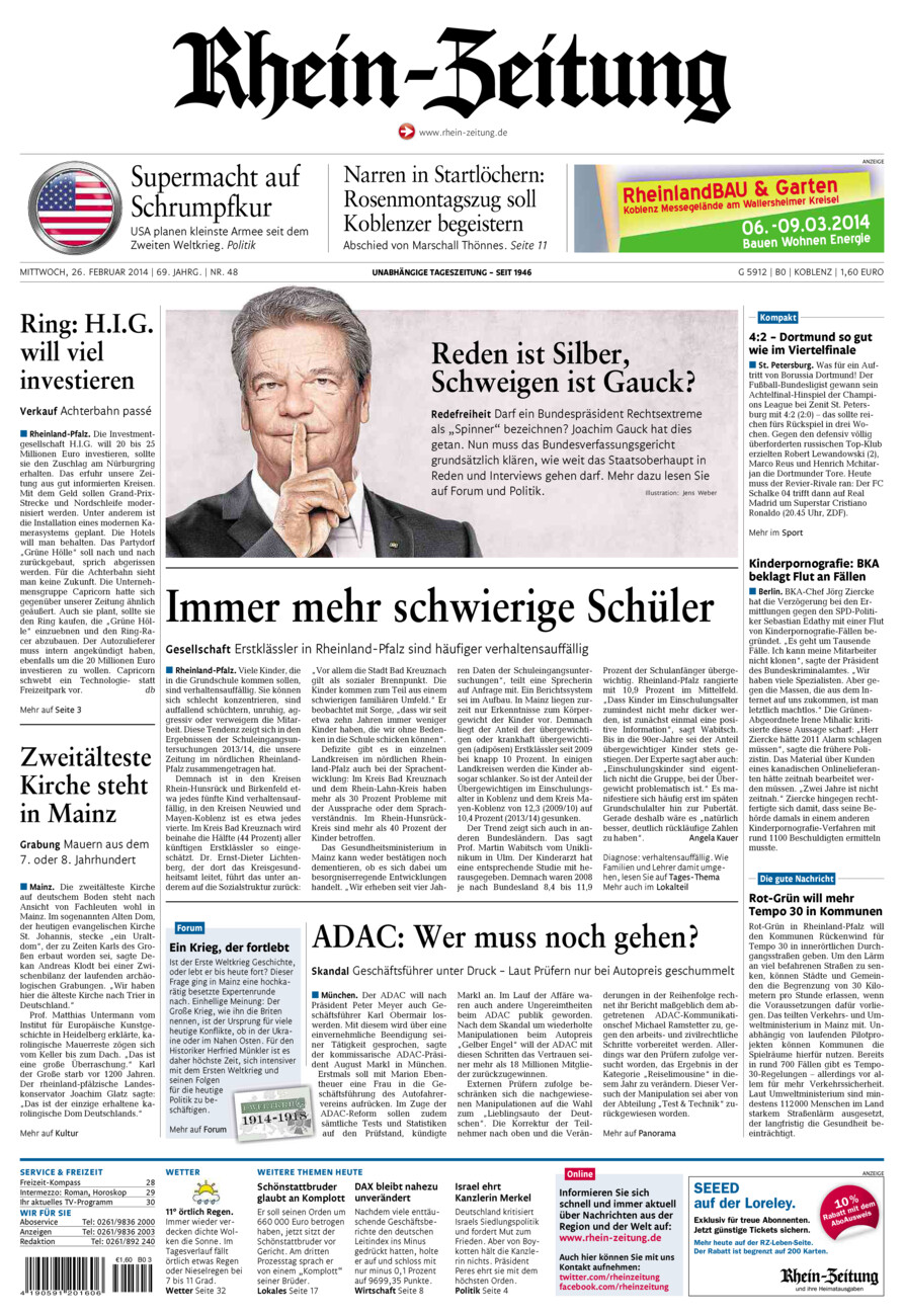 Rhein-Zeitung Koblenz & Region vom Mittwoch, 26.02.2014