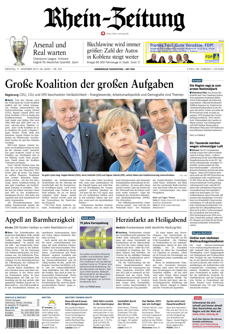 Rhein-Zeitung Koblenz & Region vom Dienstag, 17.12.2013