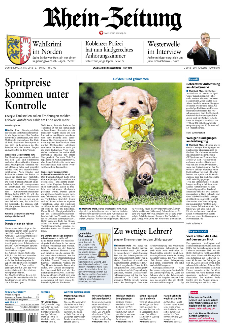 Rhein-Zeitung Koblenz & Region vom Donnerstag, 03.05.2012