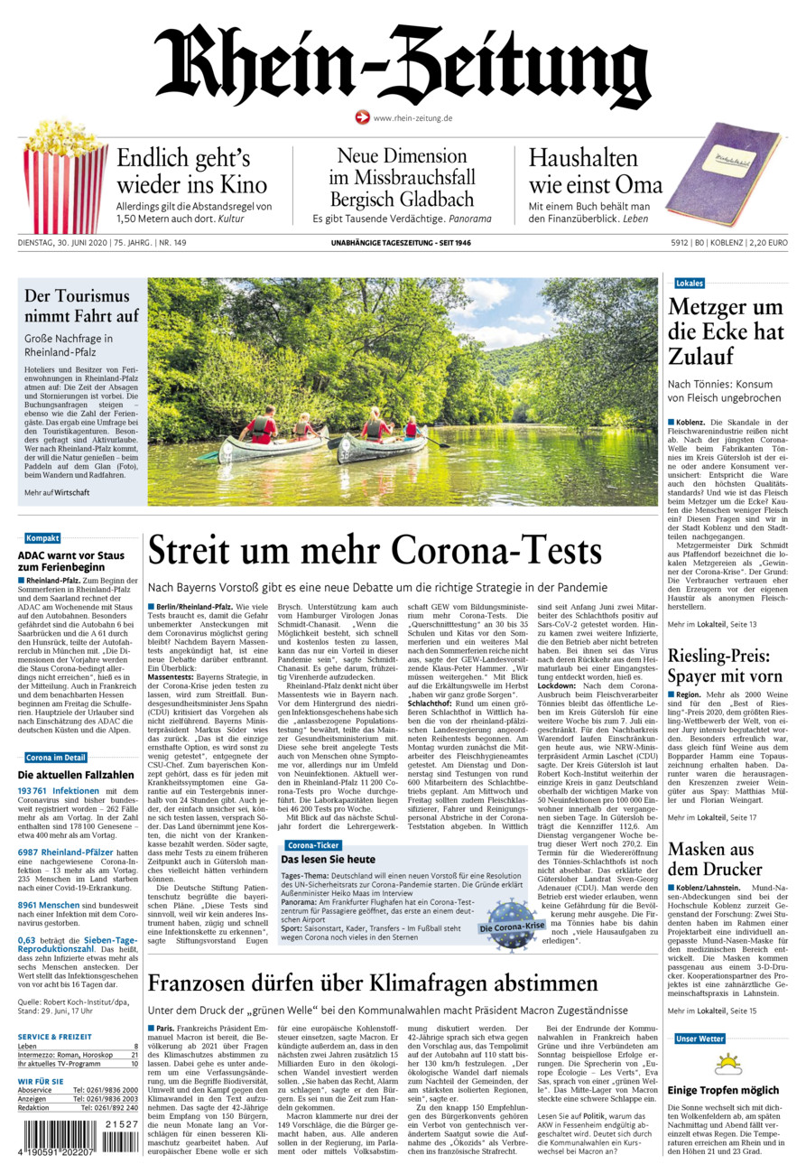Rhein-Zeitung Koblenz & Region vom Dienstag, 30.06.2020