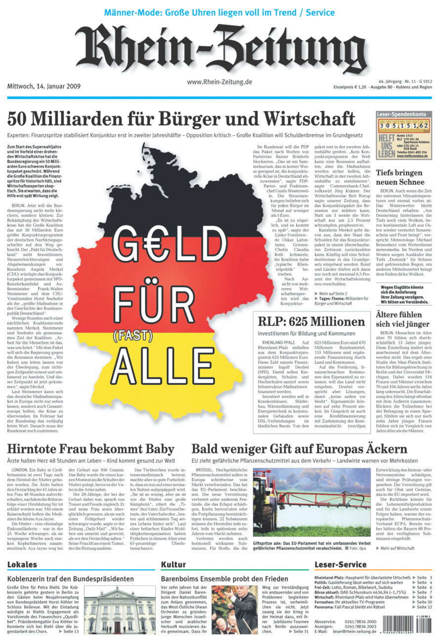 Rhein-Zeitung Koblenz & Region vom Mittwoch, 14.01.2009