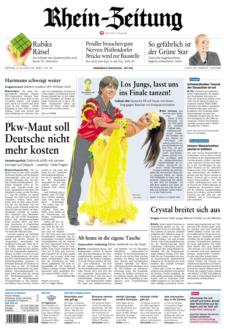 Rhein-Zeitung Koblenz & Region vom Dienstag, 08.07.2014