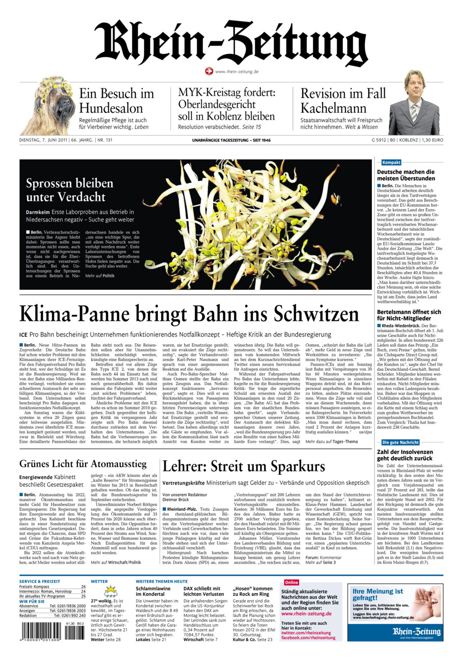 Rhein-Zeitung Koblenz & Region vom Dienstag, 07.06.2011