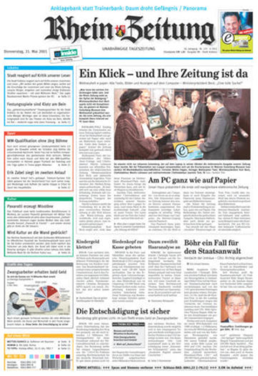 Rhein-Zeitung Koblenz & Region vom Donnerstag, 31.05.2001