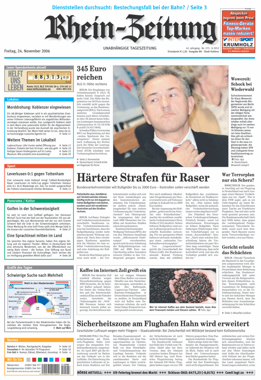 Rhein-Zeitung Koblenz & Region vom Freitag, 24.11.2006