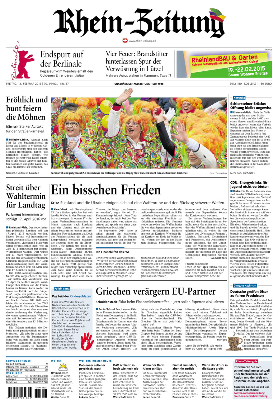 Rhein-Zeitung Koblenz & Region vom Freitag, 13.02.2015