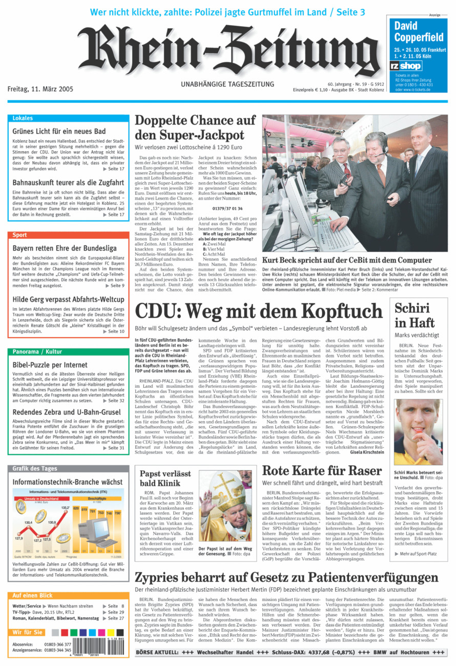 Rhein-Zeitung Koblenz & Region vom Freitag, 11.03.2005