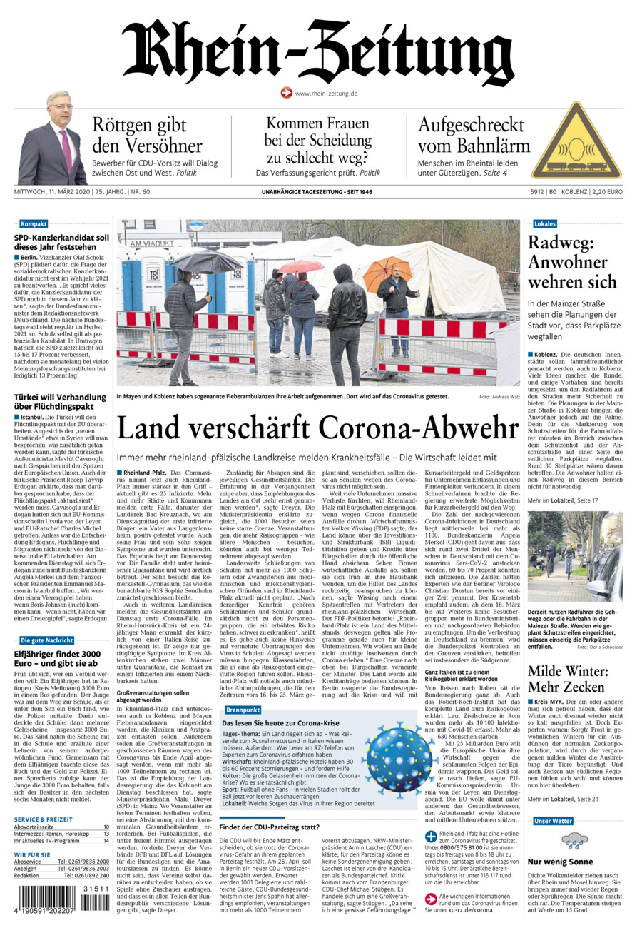 Rhein-Zeitung Koblenz & Region vom Mittwoch, 11.03.2020