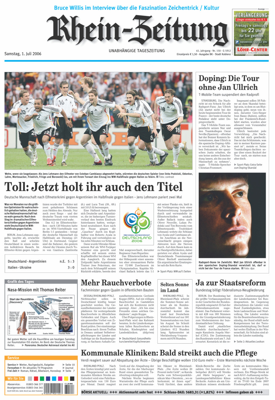 Rhein-Zeitung Koblenz & Region vom Samstag, 01.07.2006