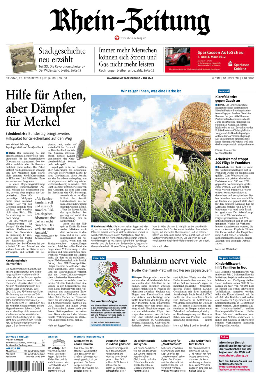 Rhein-Zeitung Koblenz & Region vom Dienstag, 28.02.2012