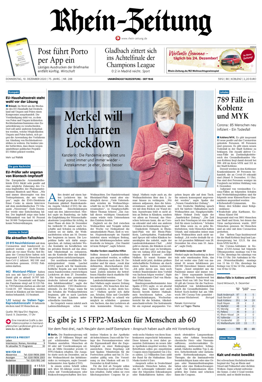 Rhein-Zeitung Koblenz & Region vom Donnerstag, 10.12.2020