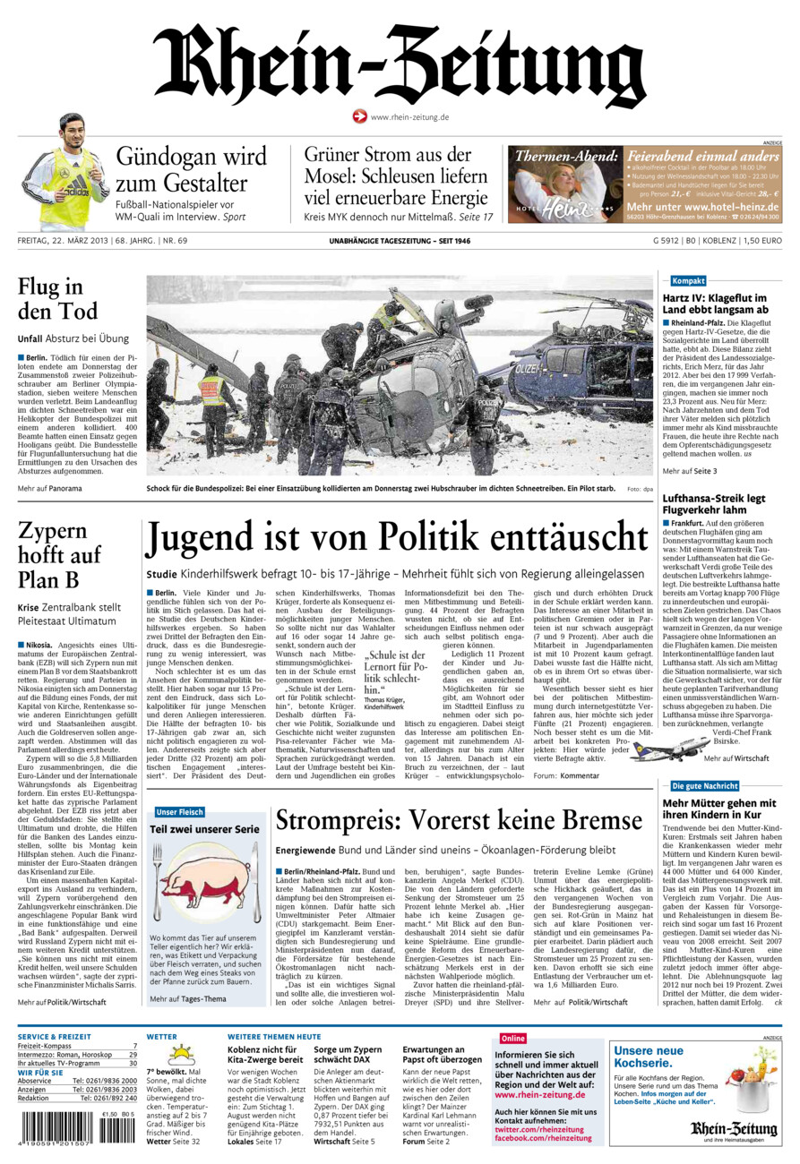 Rhein-Zeitung Koblenz & Region vom Freitag, 22.03.2013